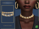 Sims 4 — Anna Chevron Choker by Pitted0live — Chevron design herringbone chunky choker Custom catalog image