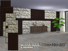 Sims 4 — Wood and Stone Mix SET by matomibotaki — Wooden cladding and rough brickwork in the upper part, 4 different