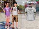 Sims 4 — StrangerCore Tee (child) by WisteriaSims — A casual t-shirt with prints inspired by the series.